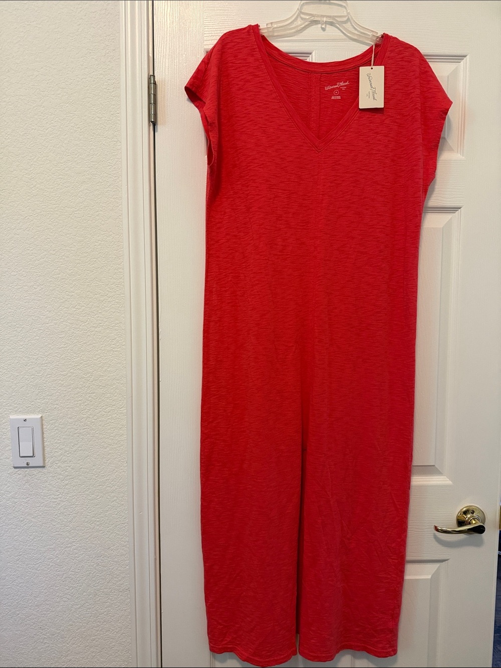 NWT Universal Thread 100% Cotton Maxi Dress, Medium, Orange, front slit